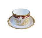 Set 6 tazze the giallo - bordeaux e oro zecchino Richard Ginori