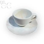 Tazzina bianca in ceramica con piattino, Set 6 tazzine da caffè Rose&Tulipani
