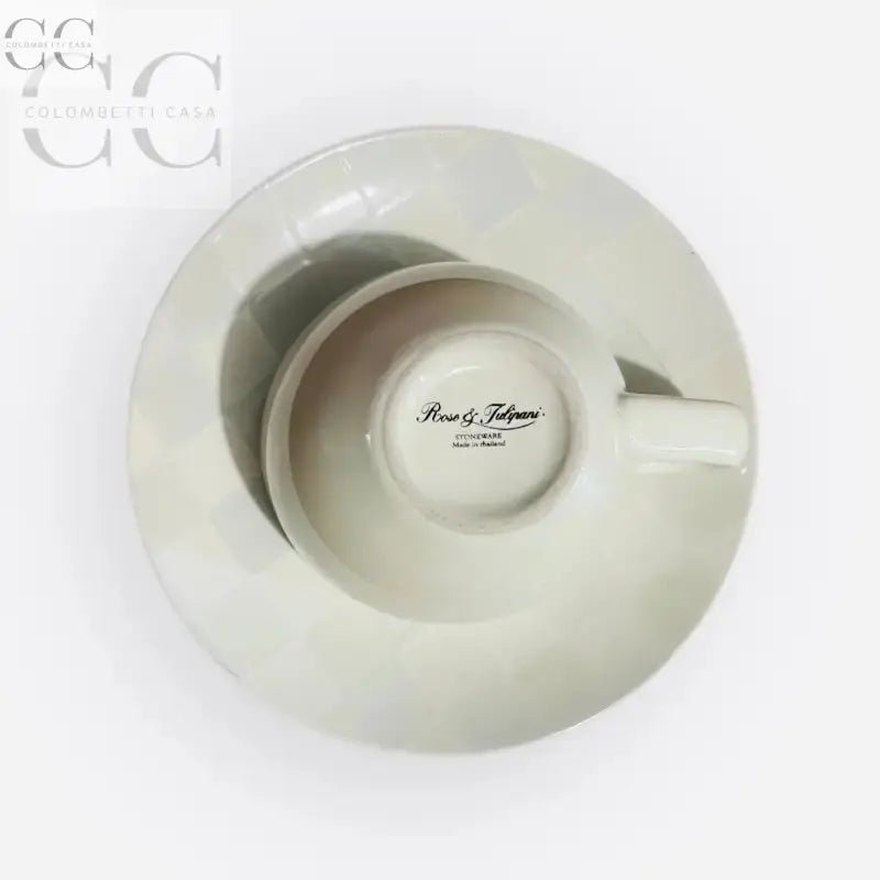 Tazza e piattino in ceramica bianca del Set 6 tazzine Rose&Tulipani