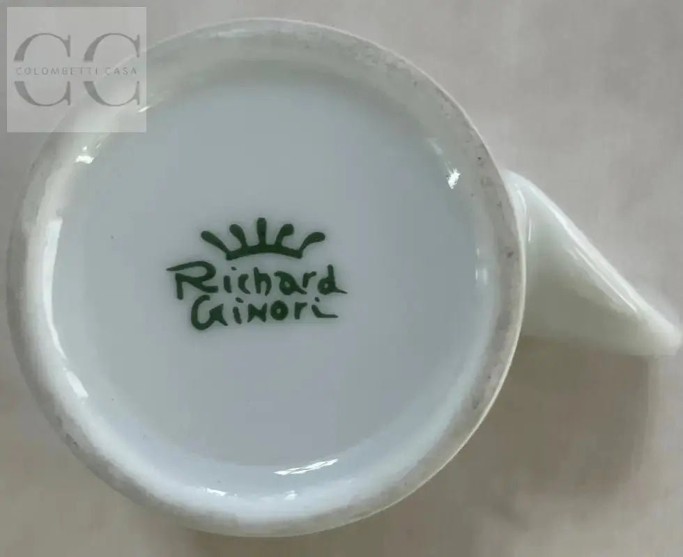 Cremaio in porcellana bianca con logo verde del Set Tazzine Richard Ginori