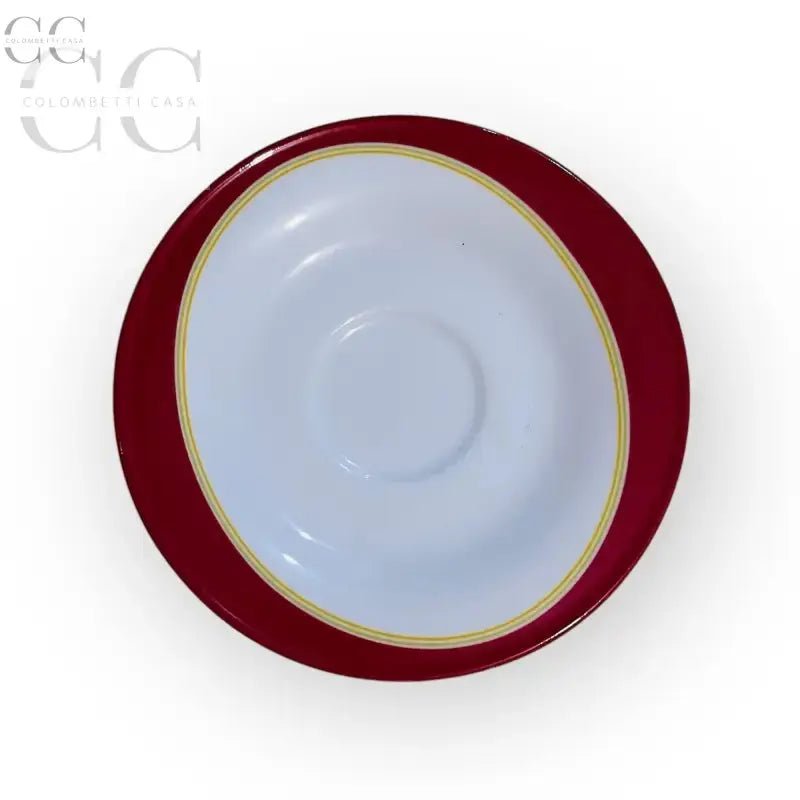 Set di 6 tazzine Richard Ginori con piatto bianco e bordo rosso
