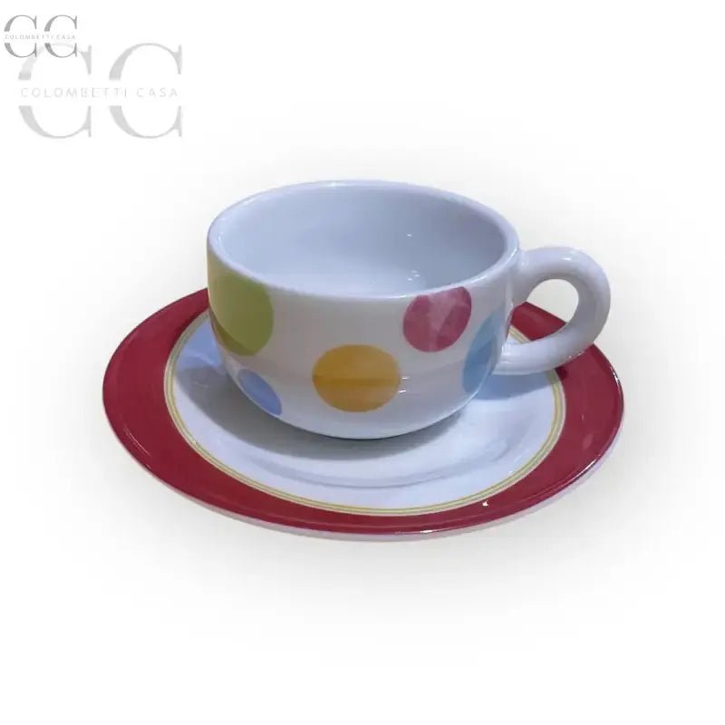 Set di tazzine Richard Ginori con decorazione a pois multicolore su fondo bianco