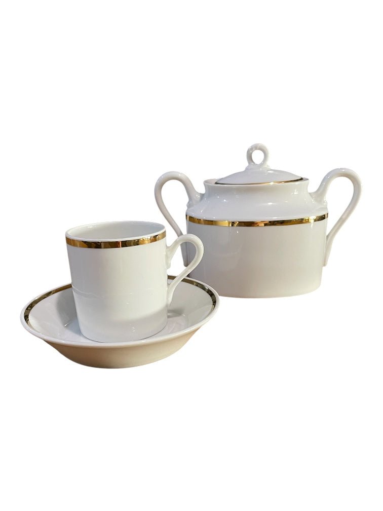 Set 6 tazzine da caffè in fine porcellana bianca con filo oro Ginori