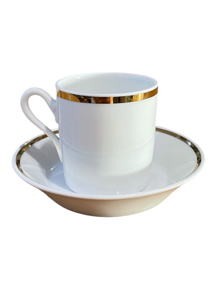 Set 6 tazzine da caffè in fine porcellana bianca con filo oro Ginori