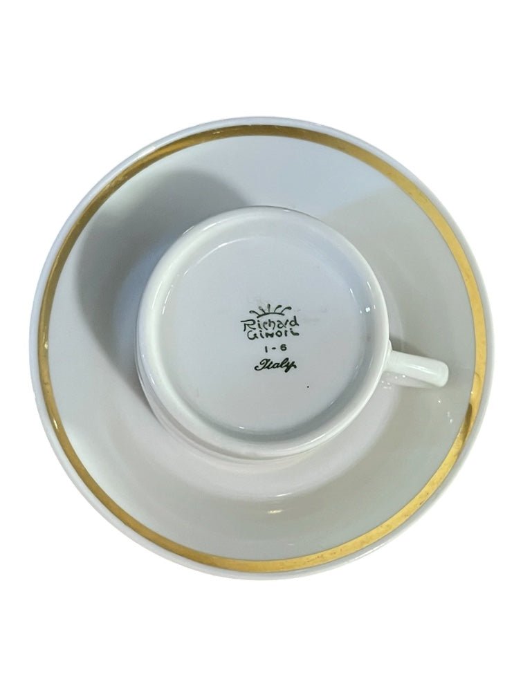 Set 6 tazzine da caffè in fine porcellana bianca con filo oro Ginori
