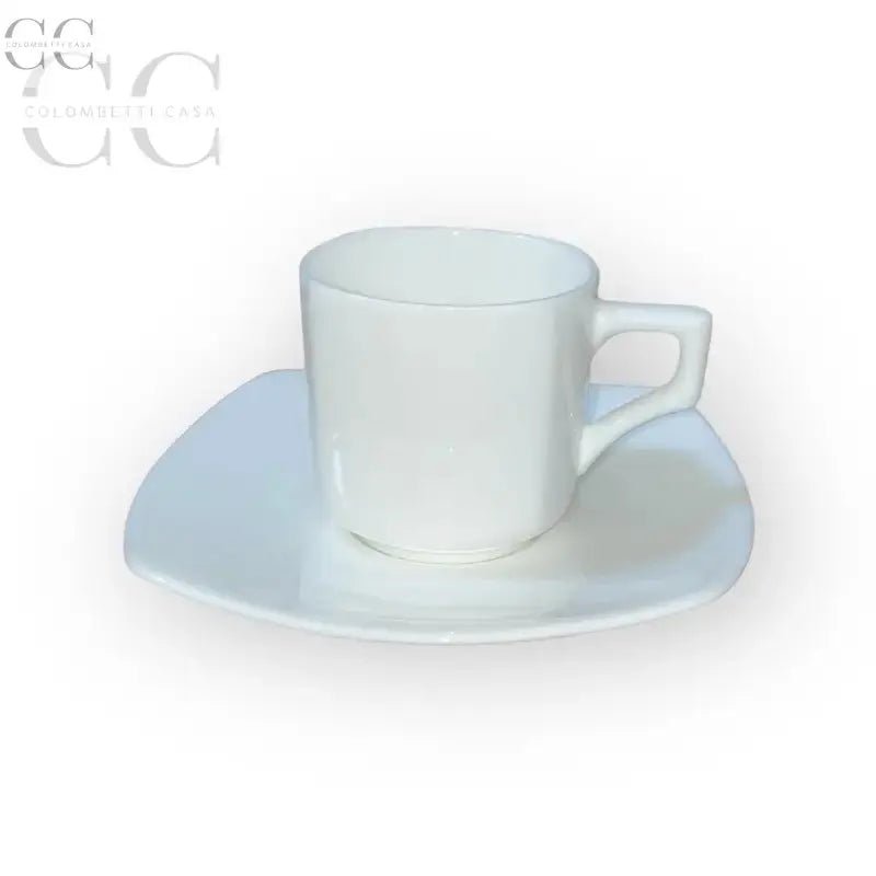 Tazza e piattino bianchi in porcellana Richard Ginori, Set 6 tazzine da caffè Vela