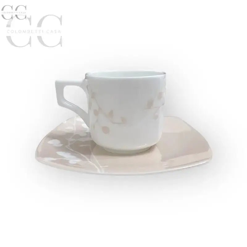 Tazze Richard Ginori in rosa porcellana con design floreale su tazzine da caffè