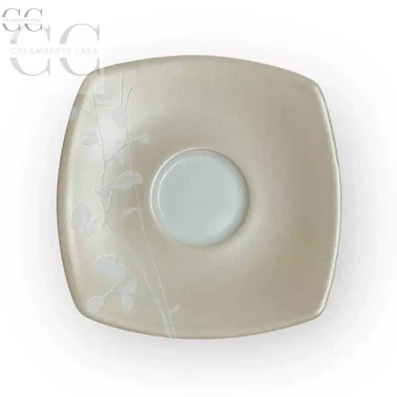 Saucer beige quadrato con design floreale per tazzine Richard Ginori Vela naïf