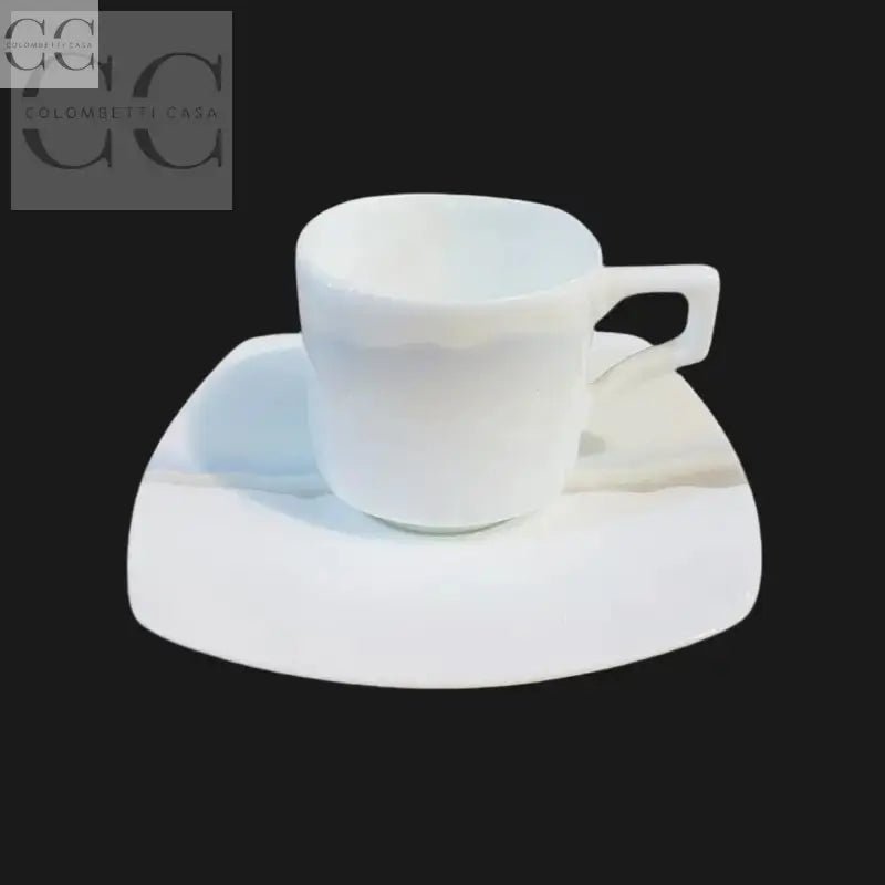 Tazzine Richard Ginori in ceramica bianca con piattino, Set 6 tazzine da caffè Vela Orizzonti