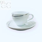 Tazzine Richard Ginori bianche con dettagli in argento della collezione Venezia Eceo