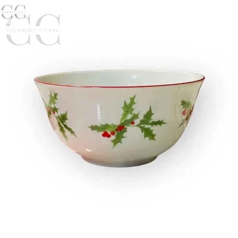 Ciotola bianca con decorazione di agrifoglio, tazze Richard Ginori per aperitivo