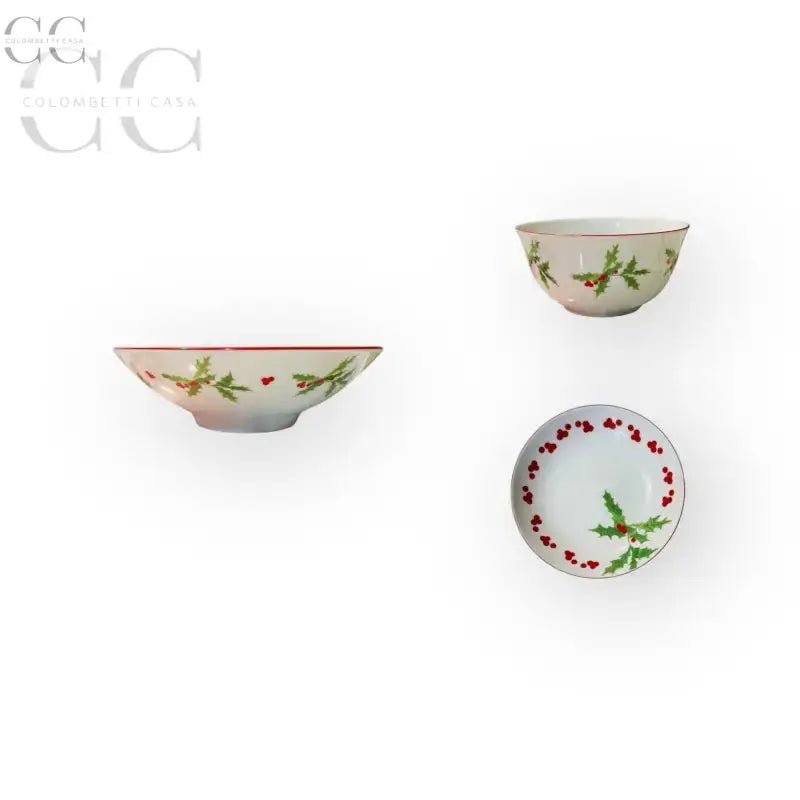 Set per aperitivo con agrifoglio porcellana Richard Ginori, tazze festive in ceramica