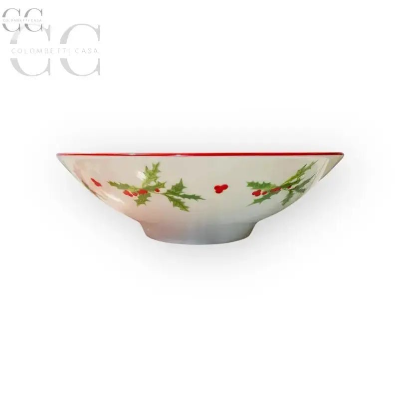 Ciotola in ceramica con design di agrifoglio e bordo rosso Richard Ginori