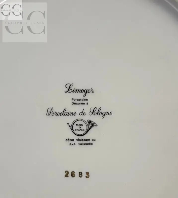 Piatto in porcellana Limoges con decorazioni francesi per tazze e tazzine