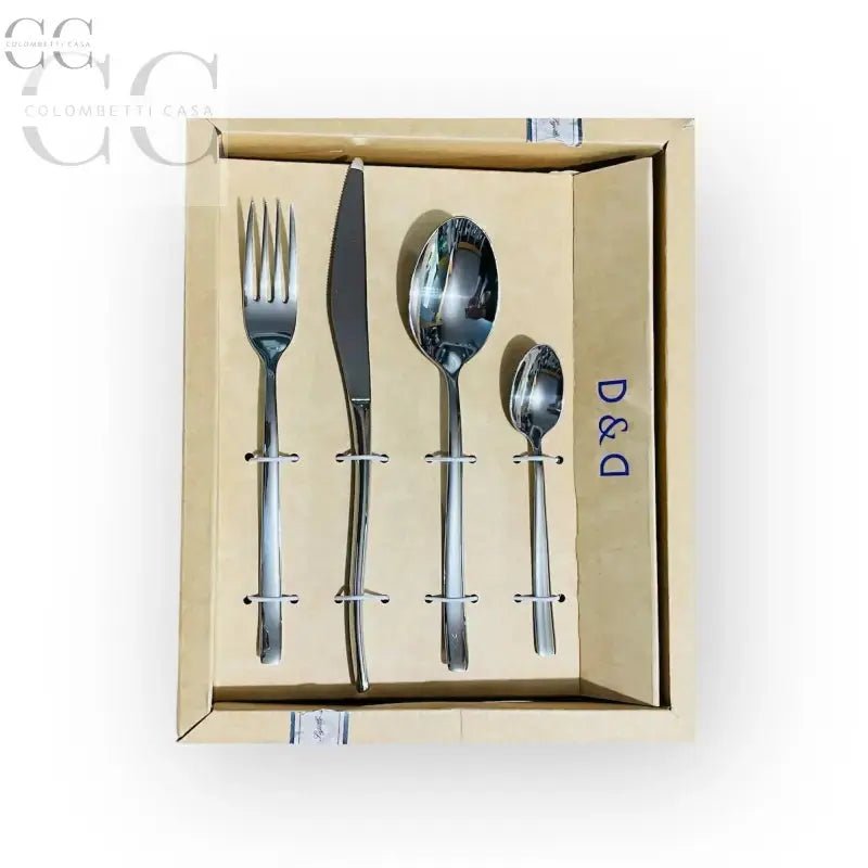 Set posate 24 pezzi acciaio D&D in scatola di cartone con posate in argento
