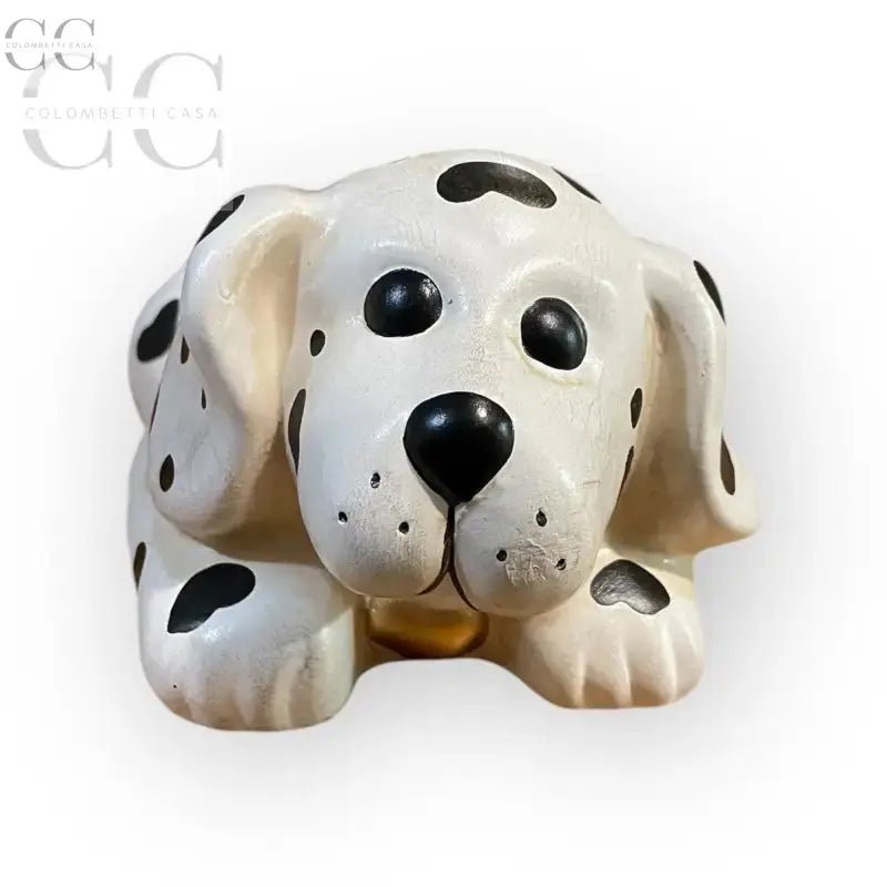 Statuetta cane dalmata in ceramica bianca con dettagli eleganti
