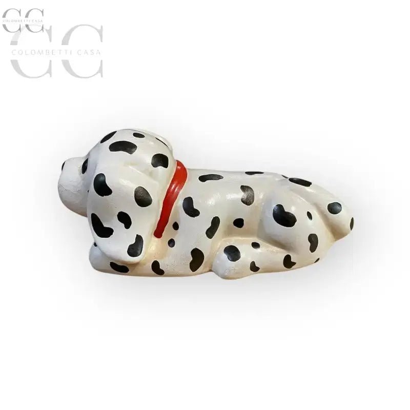 Figurina in ceramica di cane Dalmata con collare rosso