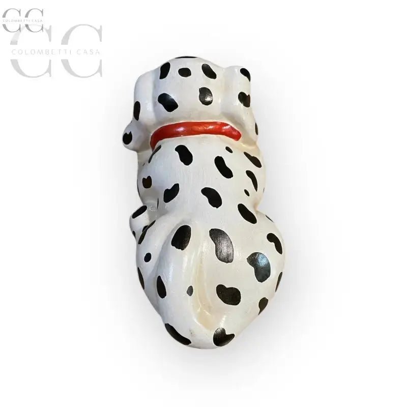 Figurina in ceramica di dalmata con collare rosso, ideale per decorazioni eleganti