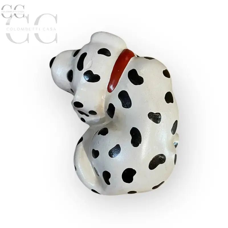 Statuina cane dalmata in ceramica con collare rosso e dettagli realistici
