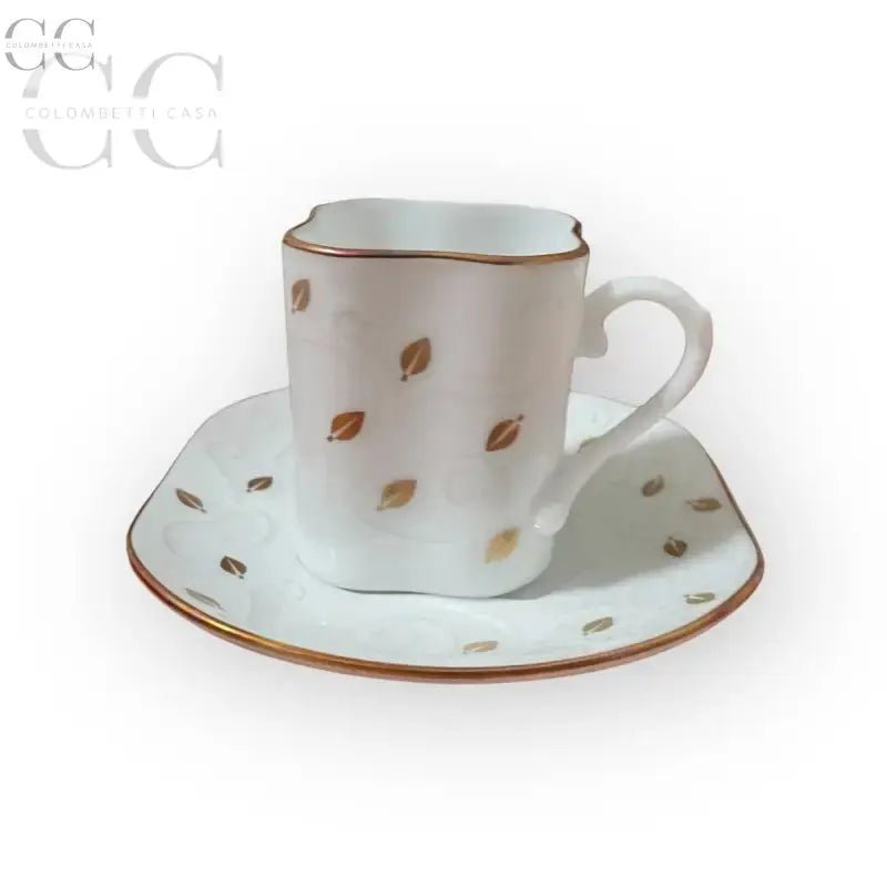 Tazzina in porcellana Richard Ginori con piatto e motivo in foglia d’oro