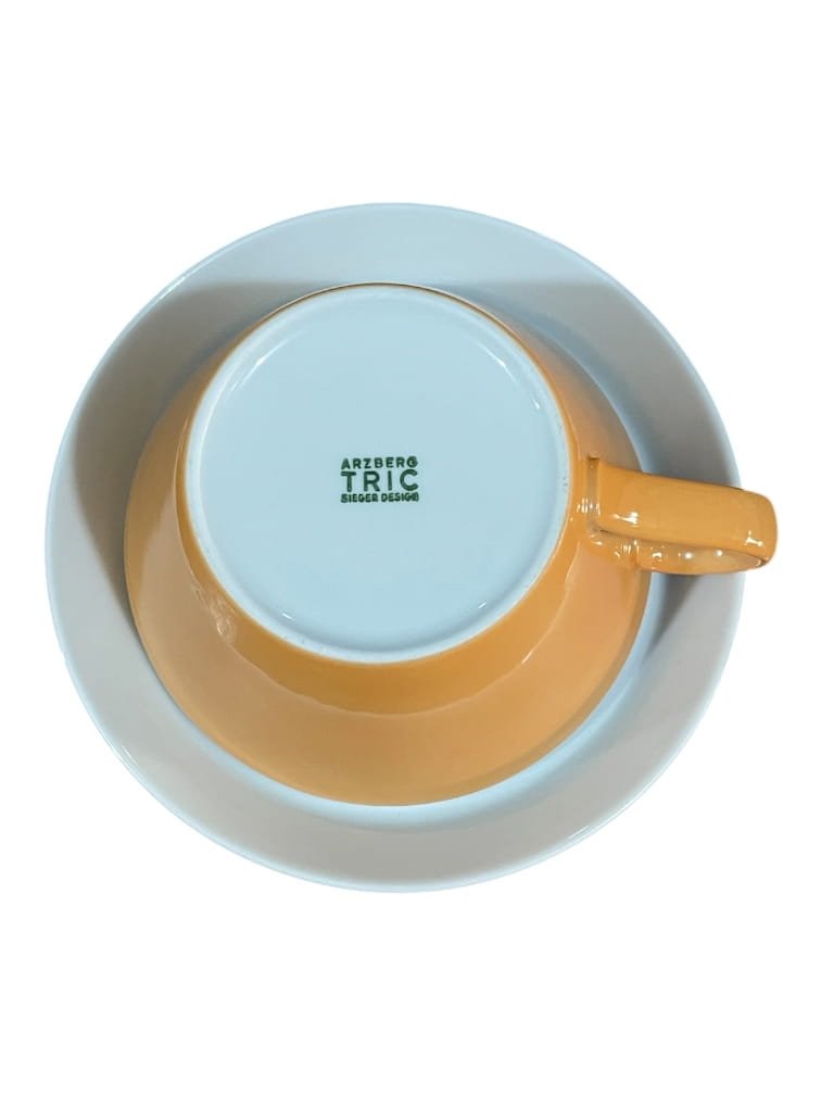 Tazza colazione con piatto Tric arancione porcellana Azberg