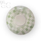 Piatto tondo in ceramica con motivo a quadretti verdi della collezione Rose&Tulipani