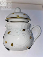 Zuccheriera in porcellana Richard Ginori con accenti oro, parte della collezione Tazza