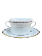 Tazza da brodo filo oro e greca marrone porcellana Ginori