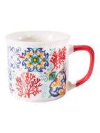 Tazza mug in porcellana decoro maiolica e corallo