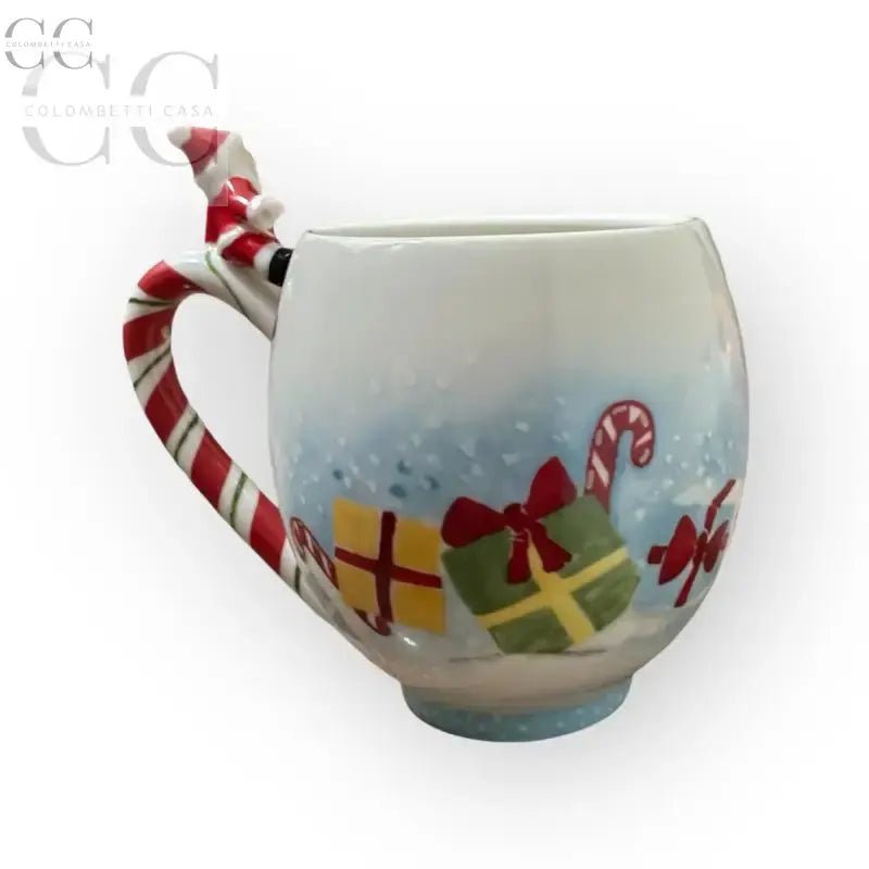 Tazza Santa’s Pause con manico a bastoncino di zucchero e figura di Babbo Natale