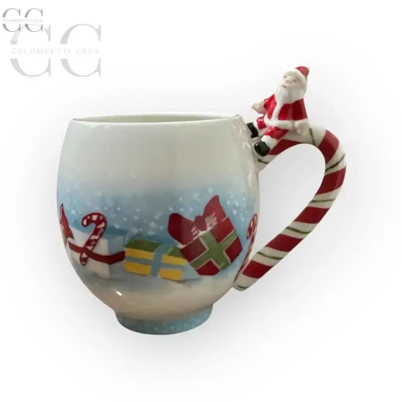 Tazza Santa’s Pause in porcellana con manico di Babbo Natale, ideale per le festività