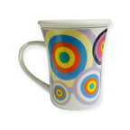 Tazza tisana multicolor con filtro e coperchio in porcellana