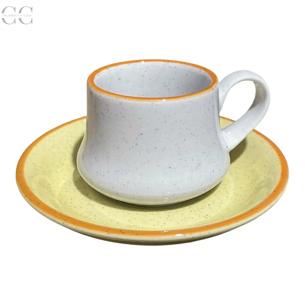 Tazze caffè con piatto giallo porcellana Mancioli Colombetti Casa