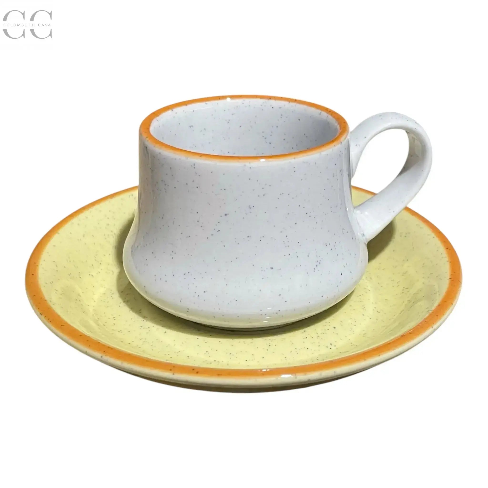 Tazze caffè con piatto giallo porcellana Mancioli Colombetti Casa