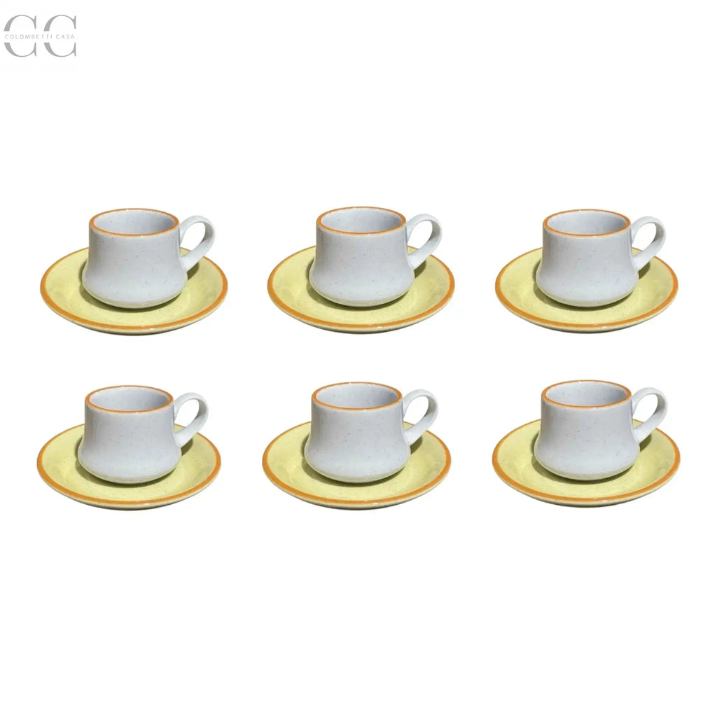 Tazze caffè con piatto giallo porcellana Mancioli Colombetti Casa