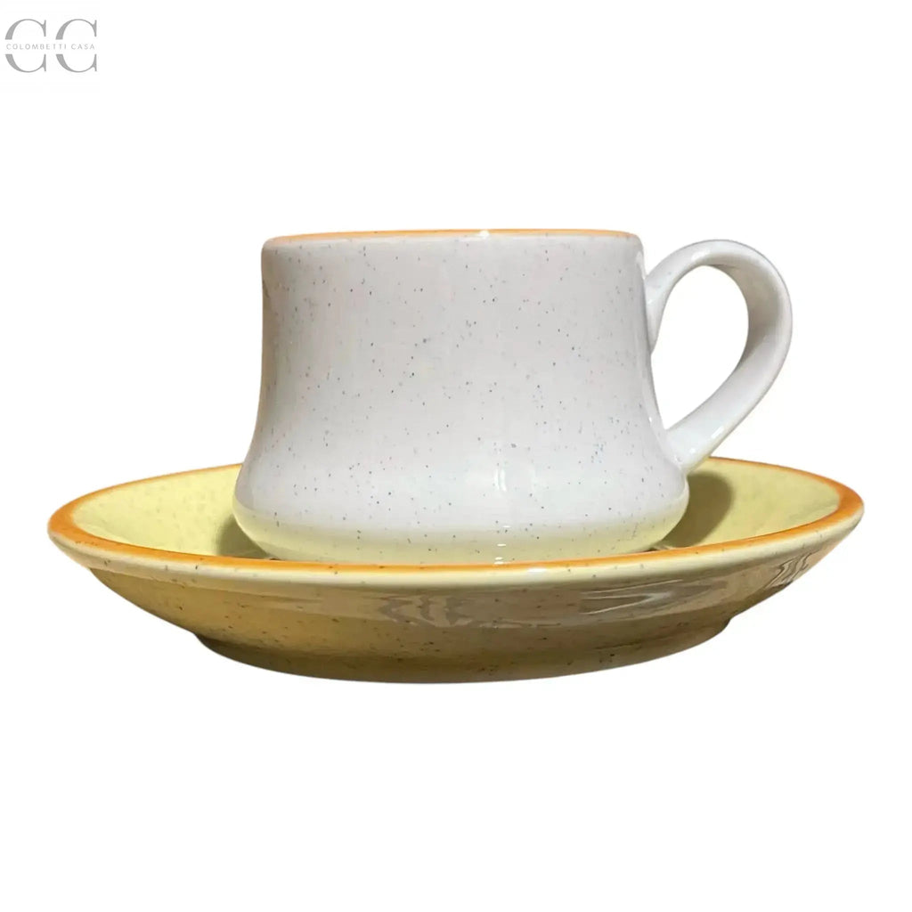 Tazze caffè con piatto giallo porcellana Mancioli Colombetti Casa