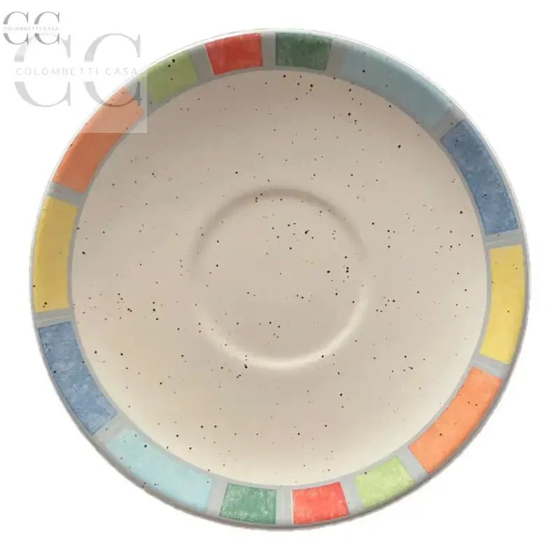 Saucer in gres porcellanato con bordo colorato per tazze caffè vintage TOPgres