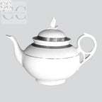 Teiera in porcellana Weissestal con finiture in platino inciso, parte del set Tazze the