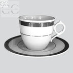 Tazzine in porcellana Weissestal con bordo in platino inciso, elegante e raffinato