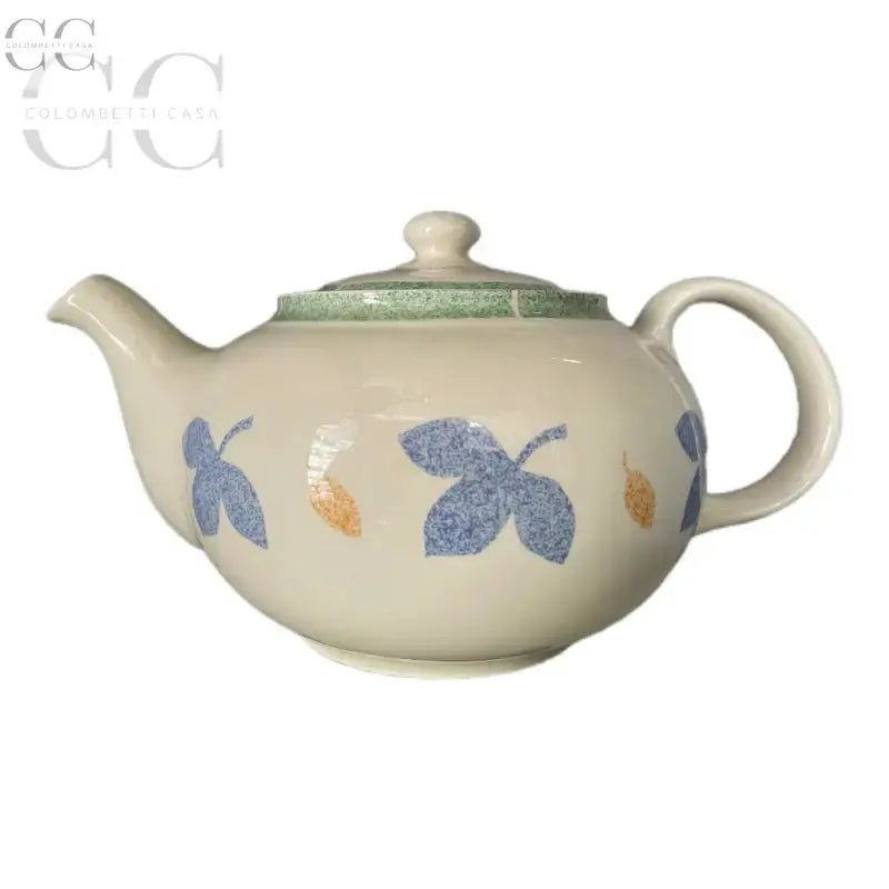 Teiera con foglie blu e gialle in porcellana Johnson Bros, ideale per tazze e tazzine
