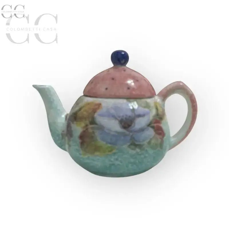Teiera in ceramica decorata a mano Italica Ars con design floreale