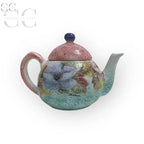 Teiera in ceramica decorata a mano Italica Ars con motivo floreale elegante