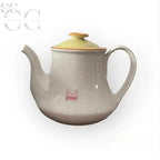 Teiera Mancioli porcellana da fuoco con coperchio giallo, ideale per tazze eleganti