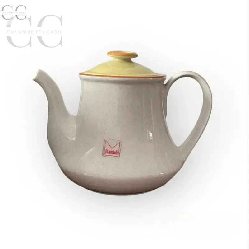 Teiera Mancioli porcellana da fuoco con coperchio giallo, ideale per tazze eleganti