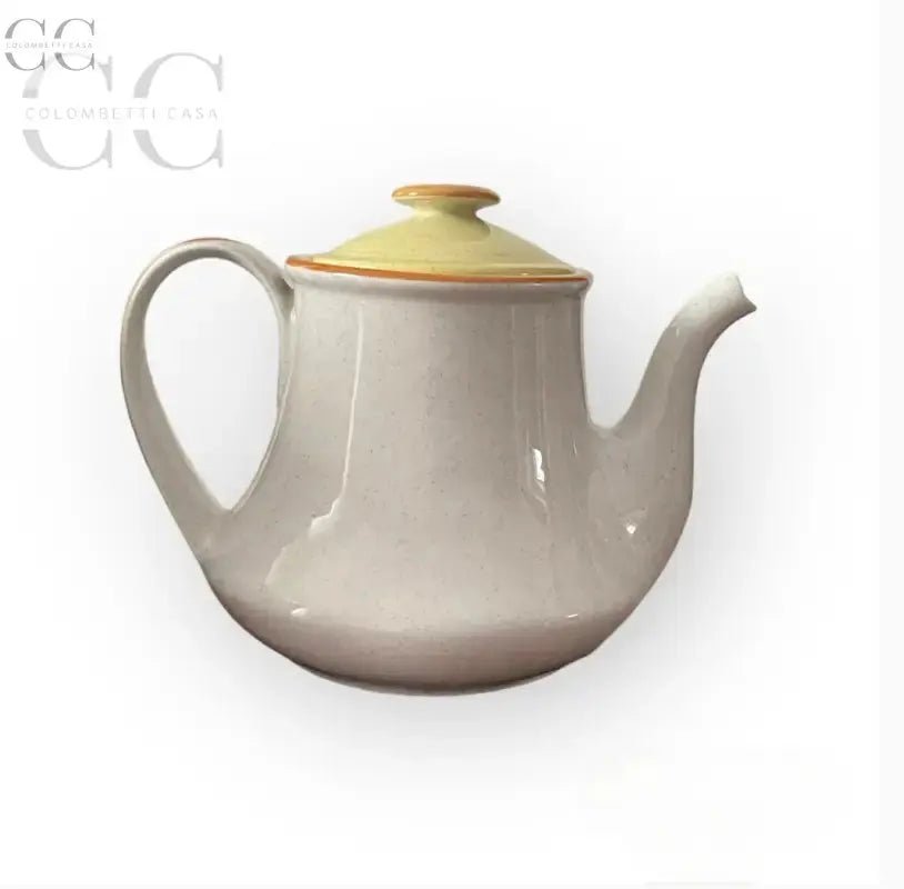Teiera Mancioli porcellana da fuoco con coperchio giallo, ideale per tazze e tazzine