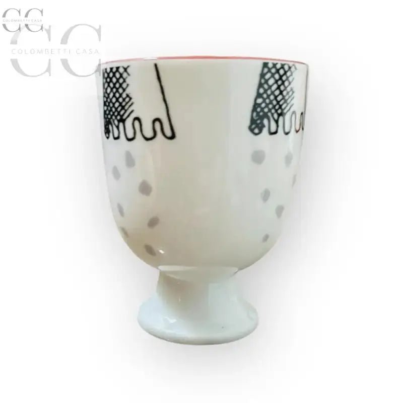 Uovo di ceramica bianca Richard Ginori con pois grigi e arte nera, elegante tazza