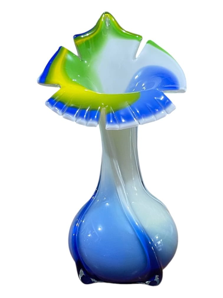 Vasetto in vetro multicolor blu giallo verde bianco