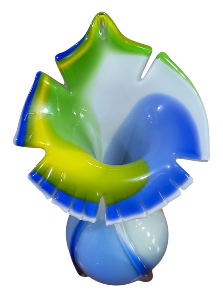 Vasetto in vetro multicolor blu giallo verde bianco