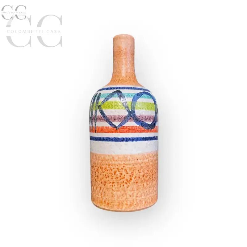 Vasetto mono fiore in ceramica dipinta a mano con motivi e texture a righe