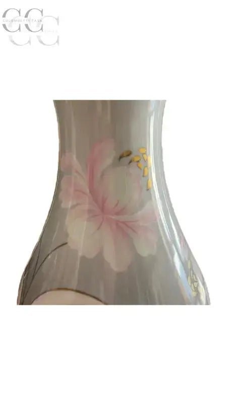 Vaso porcellana di Limoges decorato a mano con motivi floreali eleganti